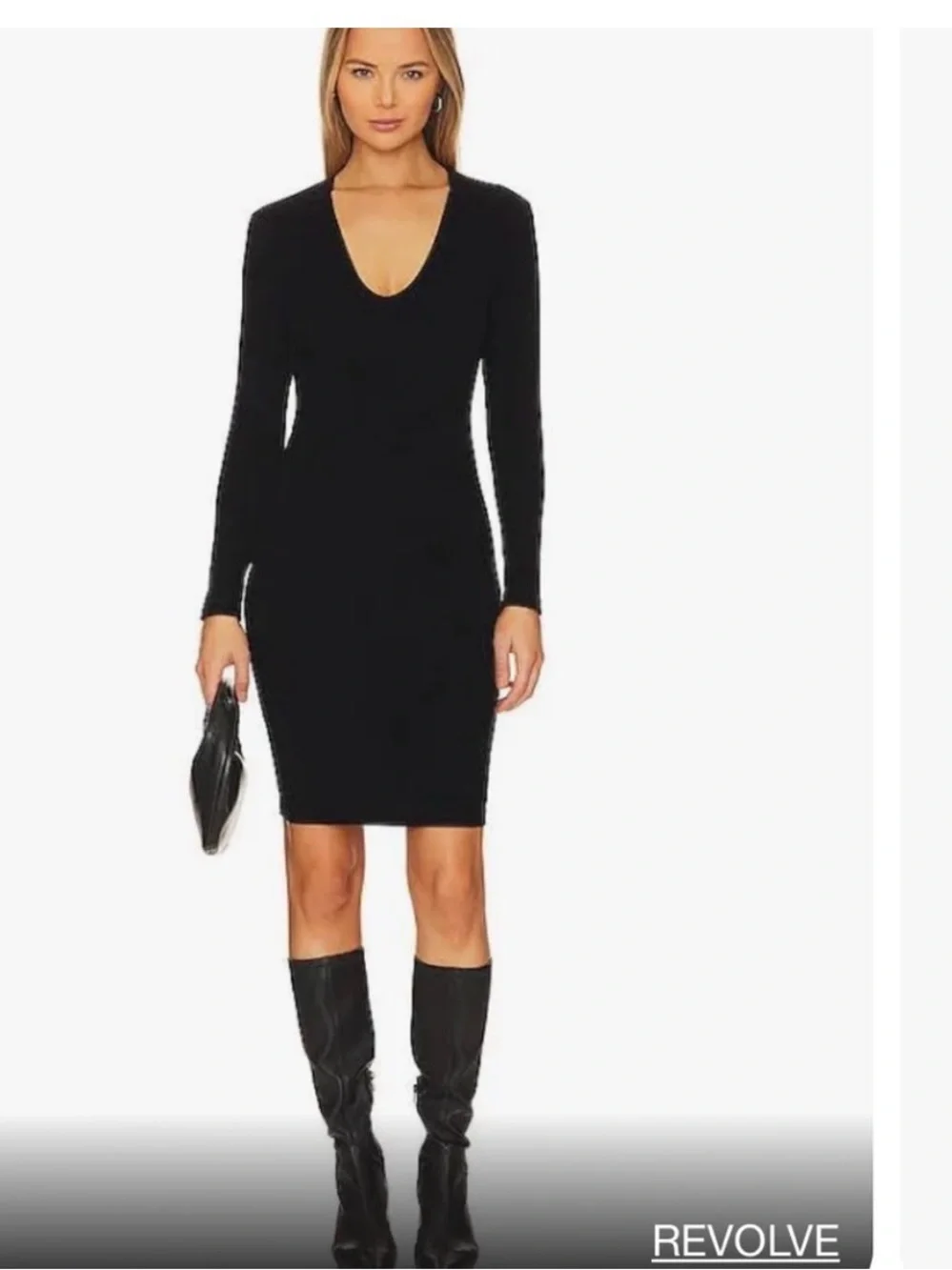 Standard James Perse Black Cotton Ribbed Midi Dress Size Small